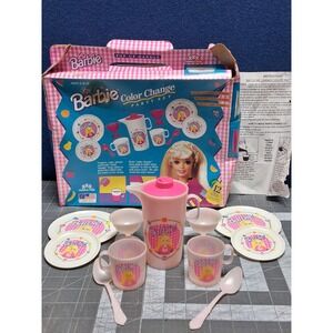 Barbie Color Change Party Set Pink Chilton Toys 12 Piece Playset FLAWED